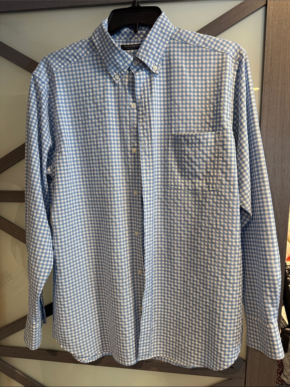 Tailorbyrd Light Blue and White Gingham Button-Down Shirt